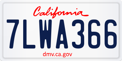 CA license plate 7LWA366