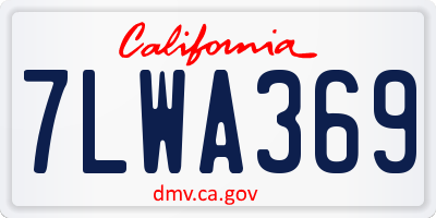 CA license plate 7LWA369