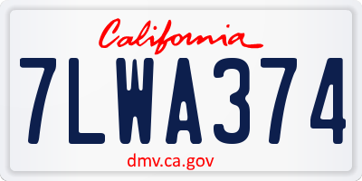 CA license plate 7LWA374