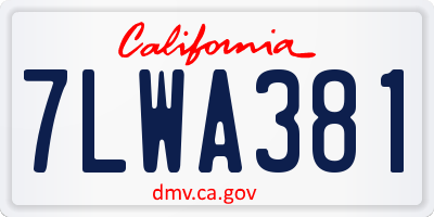 CA license plate 7LWA381