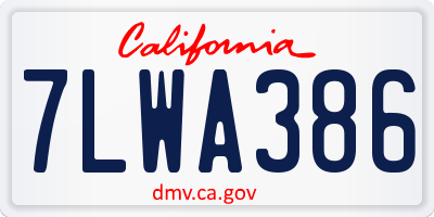 CA license plate 7LWA386