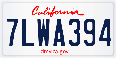 CA license plate 7LWA394