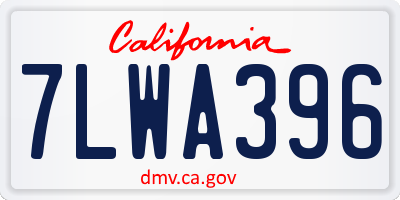 CA license plate 7LWA396