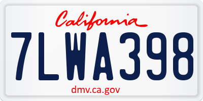 CA license plate 7LWA398