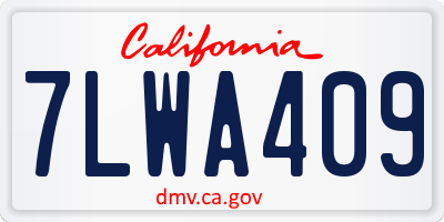 CA license plate 7LWA409