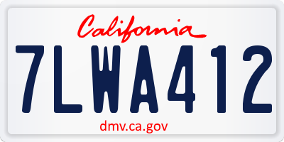 CA license plate 7LWA412