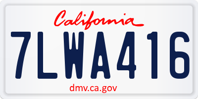CA license plate 7LWA416