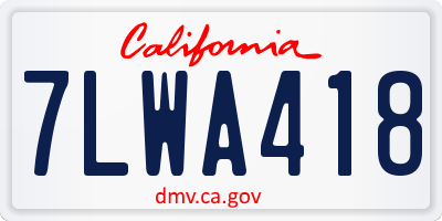 CA license plate 7LWA418