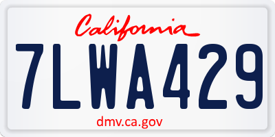 CA license plate 7LWA429