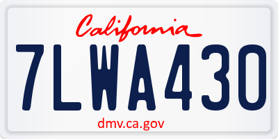 CA license plate 7LWA430