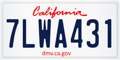 CA license plate 7LWA431