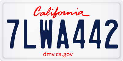 CA license plate 7LWA442