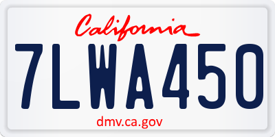 CA license plate 7LWA450