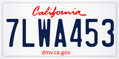 CA license plate 7LWA453