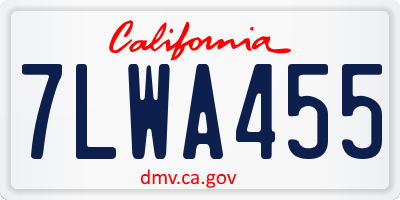 CA license plate 7LWA455
