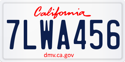 CA license plate 7LWA456