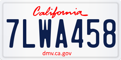 CA license plate 7LWA458