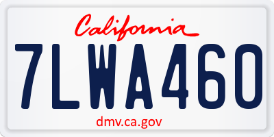CA license plate 7LWA460