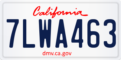 CA license plate 7LWA463