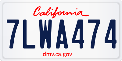 CA license plate 7LWA474