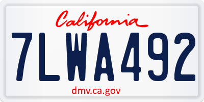 CA license plate 7LWA492