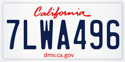 CA license plate 7LWA496