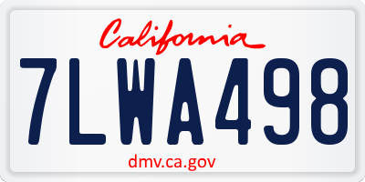 CA license plate 7LWA498