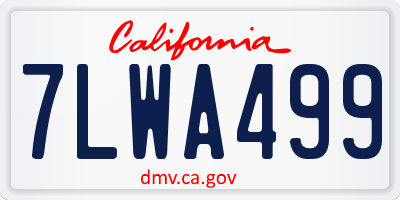 CA license plate 7LWA499