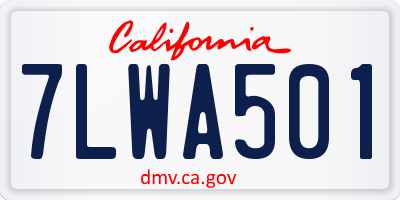 CA license plate 7LWA501