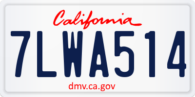 CA license plate 7LWA514