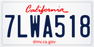 CA license plate 7LWA518