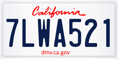 CA license plate 7LWA521