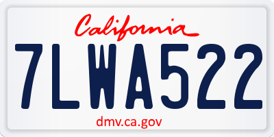 CA license plate 7LWA522