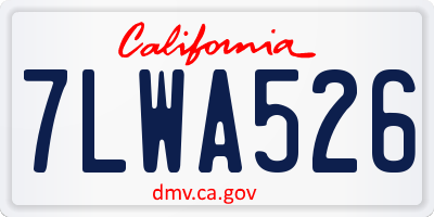 CA license plate 7LWA526