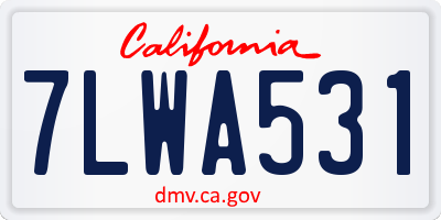 CA license plate 7LWA531