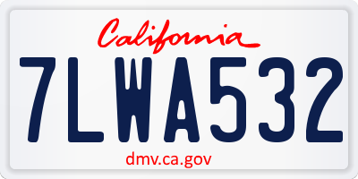 CA license plate 7LWA532