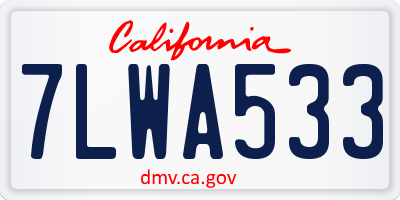 CA license plate 7LWA533