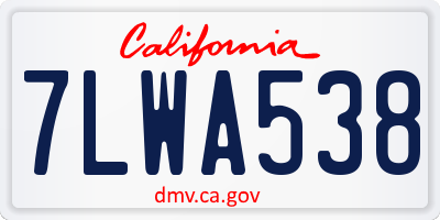CA license plate 7LWA538