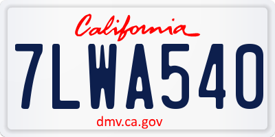 CA license plate 7LWA540