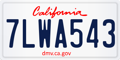 CA license plate 7LWA543