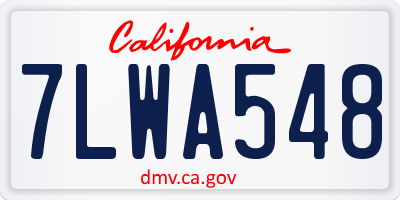 CA license plate 7LWA548