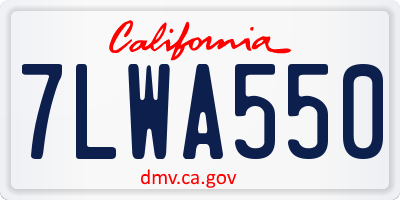 CA license plate 7LWA550
