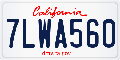CA license plate 7LWA560