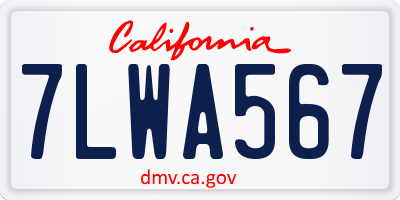 CA license plate 7LWA567