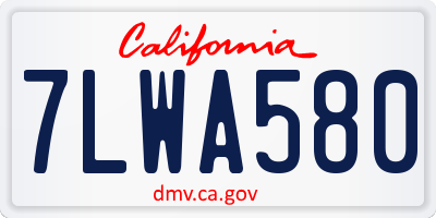 CA license plate 7LWA580