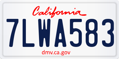 CA license plate 7LWA583