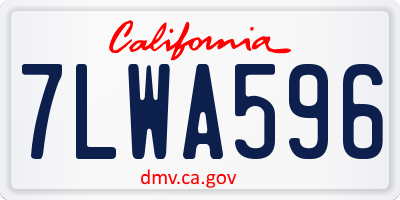 CA license plate 7LWA596