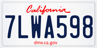 CA license plate 7LWA598