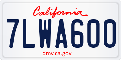 CA license plate 7LWA600
