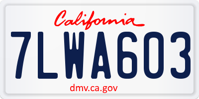CA license plate 7LWA603